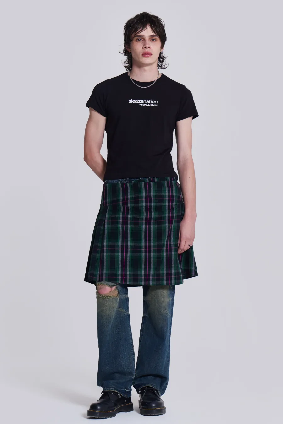 Jaded London Jeans*Green Check Mini Fraser Kilt