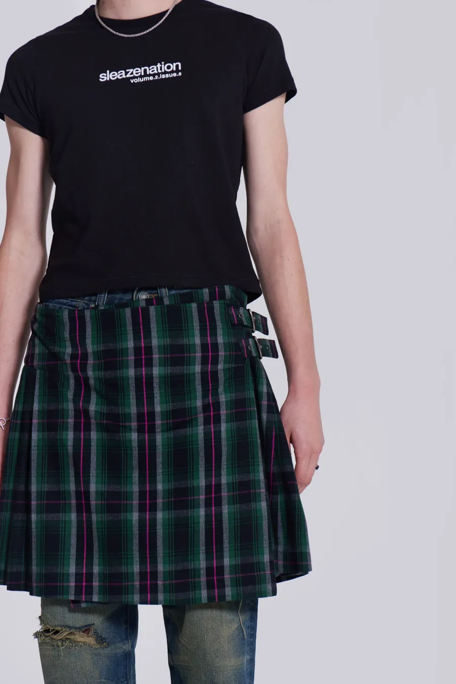 Jaded London Jeans*Green Check Mini Fraser Kilt