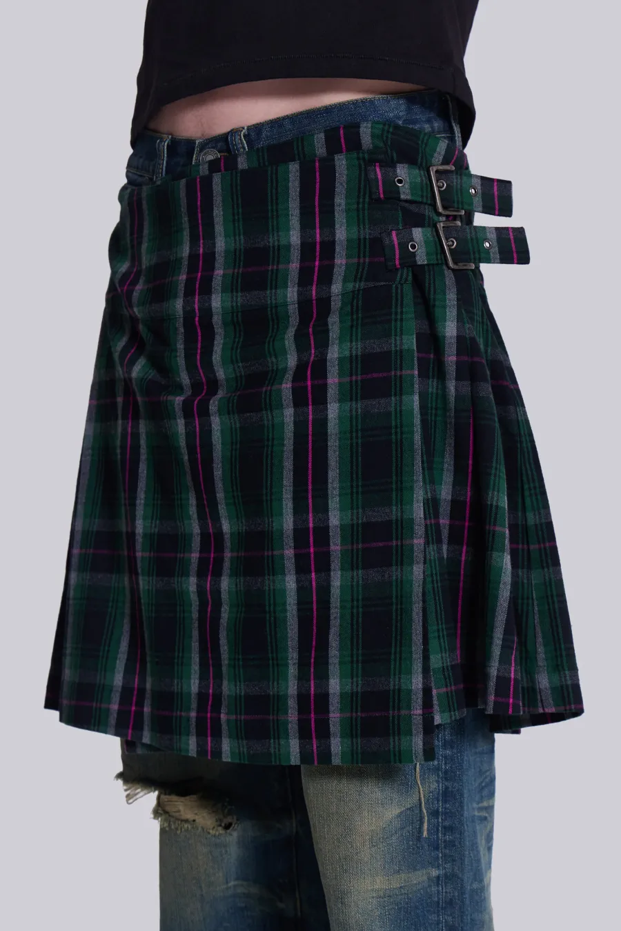 Jaded London Jeans*Green Check Mini Fraser Kilt