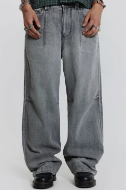 Jaded London Baggy Jeans*Grey Acid Razor Jean