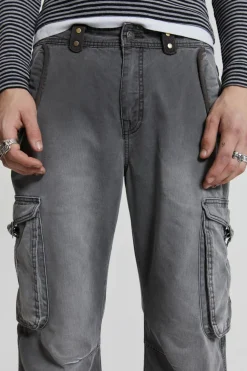 Jaded London Cargo Pants*Grey Slub Denim Cargos