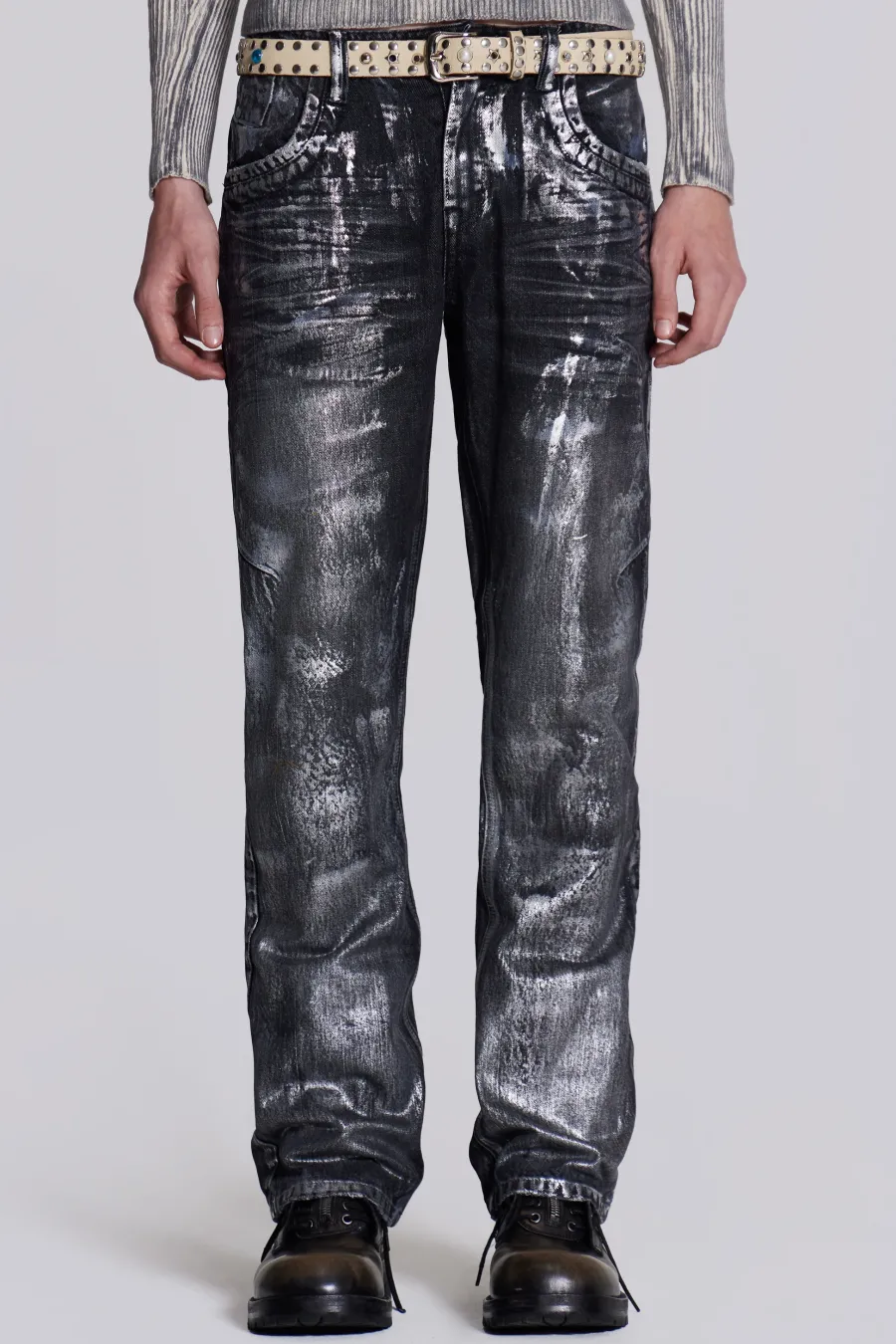 Jaded London Slim/Straight Jeans*Gunmetal Reed Jeans