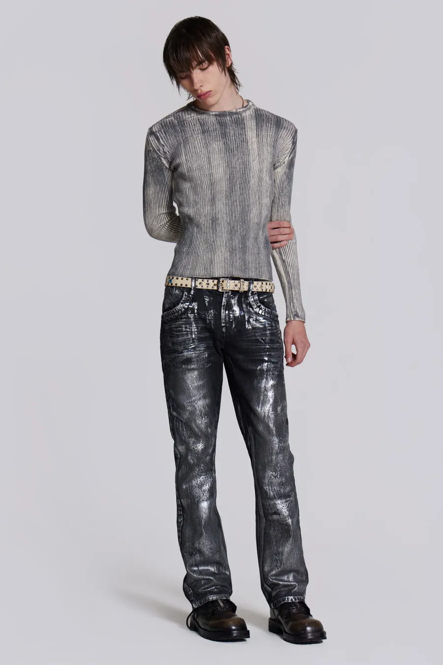 Jaded London Slim/Straight Jeans*Gunmetal Reed Jeans
