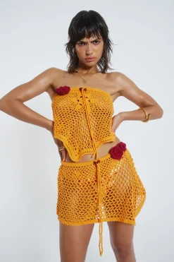 Jaded London Knitwear*Honolulu Asymmetric Crochet Mini Skirt