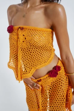 Jaded London Knitwear*Honolulu Asymmetric Crochet Mini Skirt