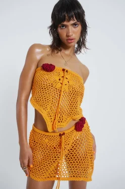 Jaded London Beach Skirts*Honolulu Asymmetric Crochet Mini Skirt