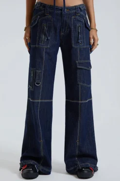 Jaded London *Hudson Indigo Denim Wash Cargo Jeans