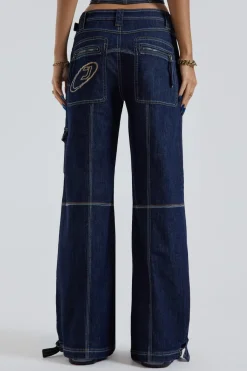 Jaded London *Hudson Indigo Denim Wash Cargo Jeans