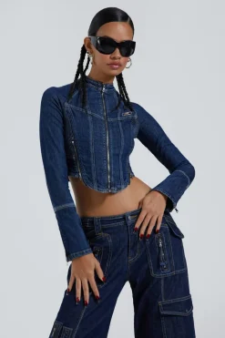 Jaded London *Hudson Indigo Denim Wash Corset Jacket