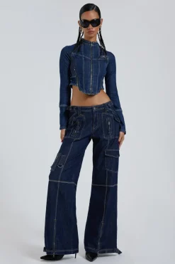 Jaded London *Hudson Indigo Denim Wash Corset Jacket