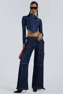 Jaded London *Hudson Indigo Denim Wash Corset Jacket