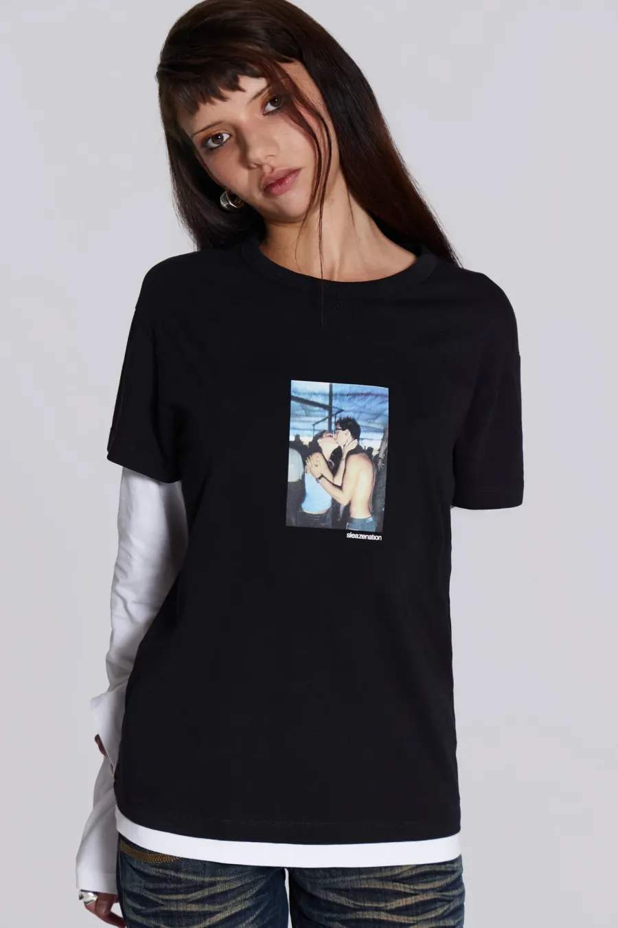 Jaded London T-Shirts*Ibiza Kiss Double Layer Tee