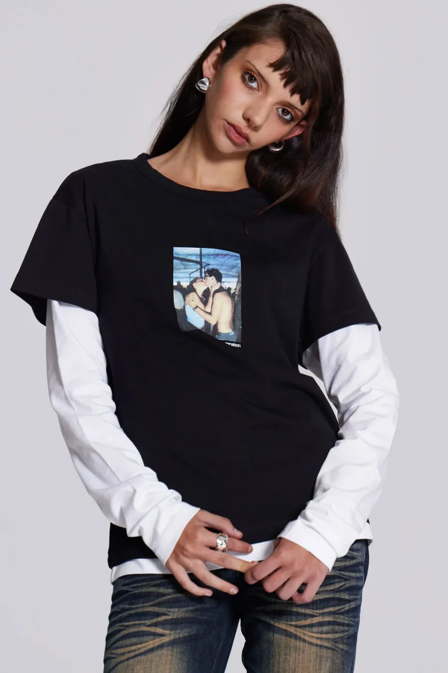 Jaded London T-Shirts*Ibiza Kiss Double Layer Tee