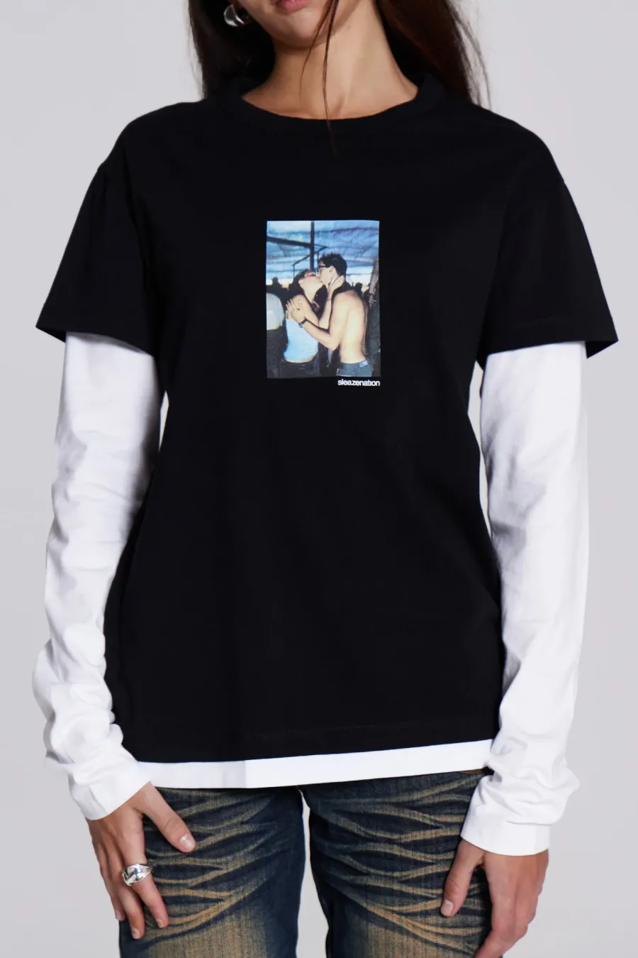 Jaded London T-Shirts*Ibiza Kiss Double Layer Tee
