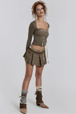 Jaded London *Juliette Check Satin Boxer Micro Mini Skirt