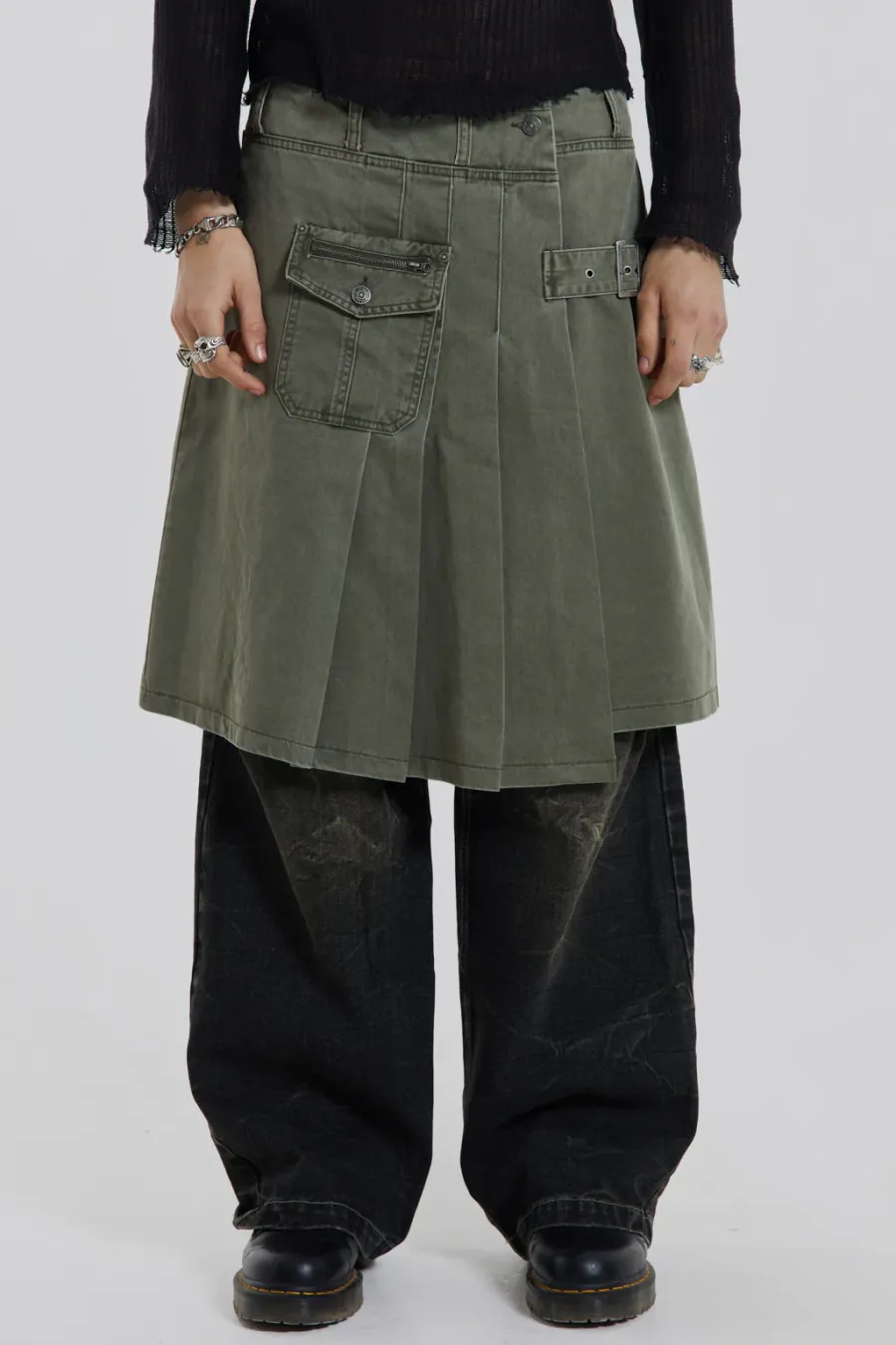 Jaded London Cargo Pants*Khaki Anarcho Kilt