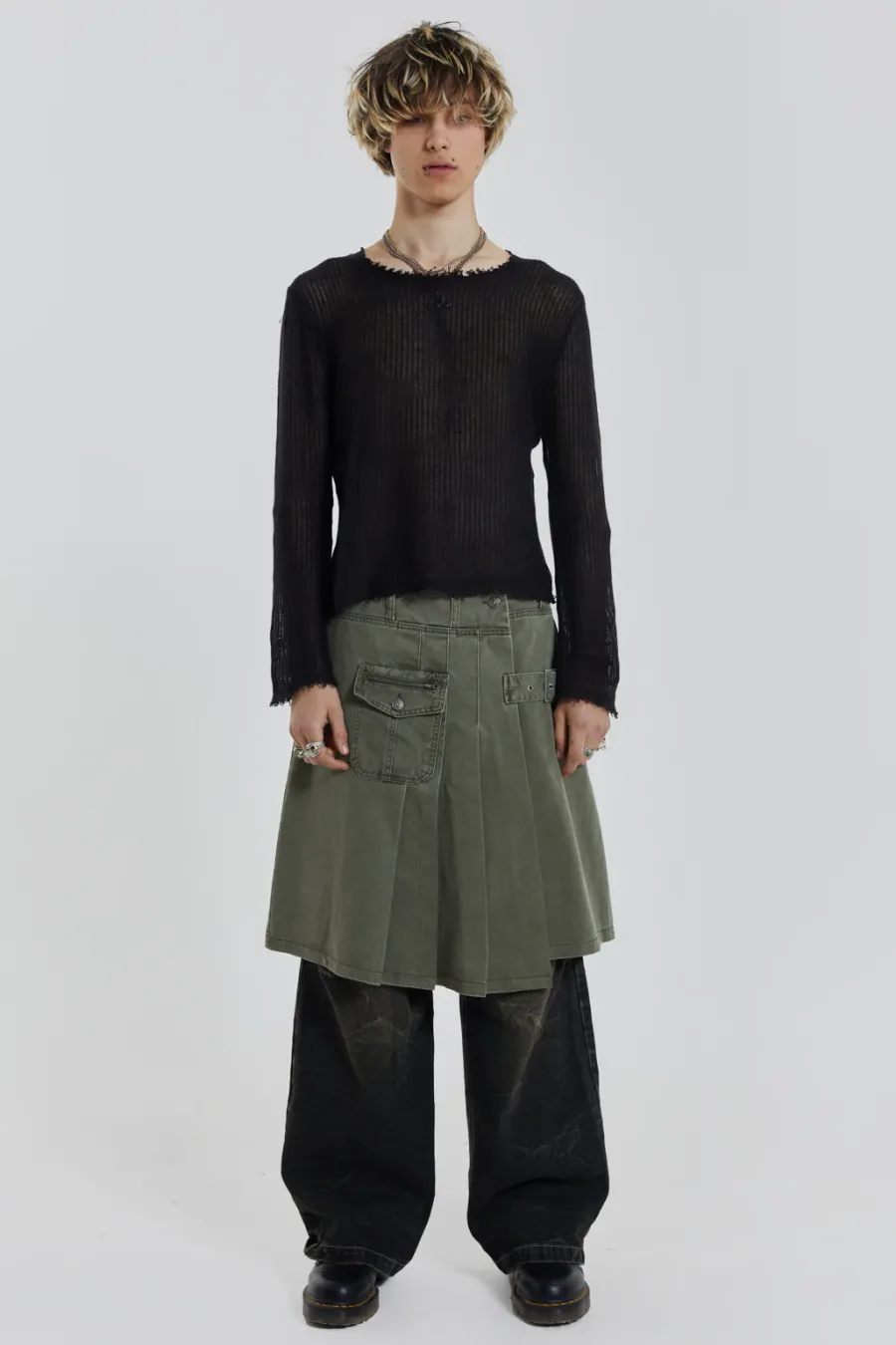 Jaded London Cargo Pants*Khaki Anarcho Kilt