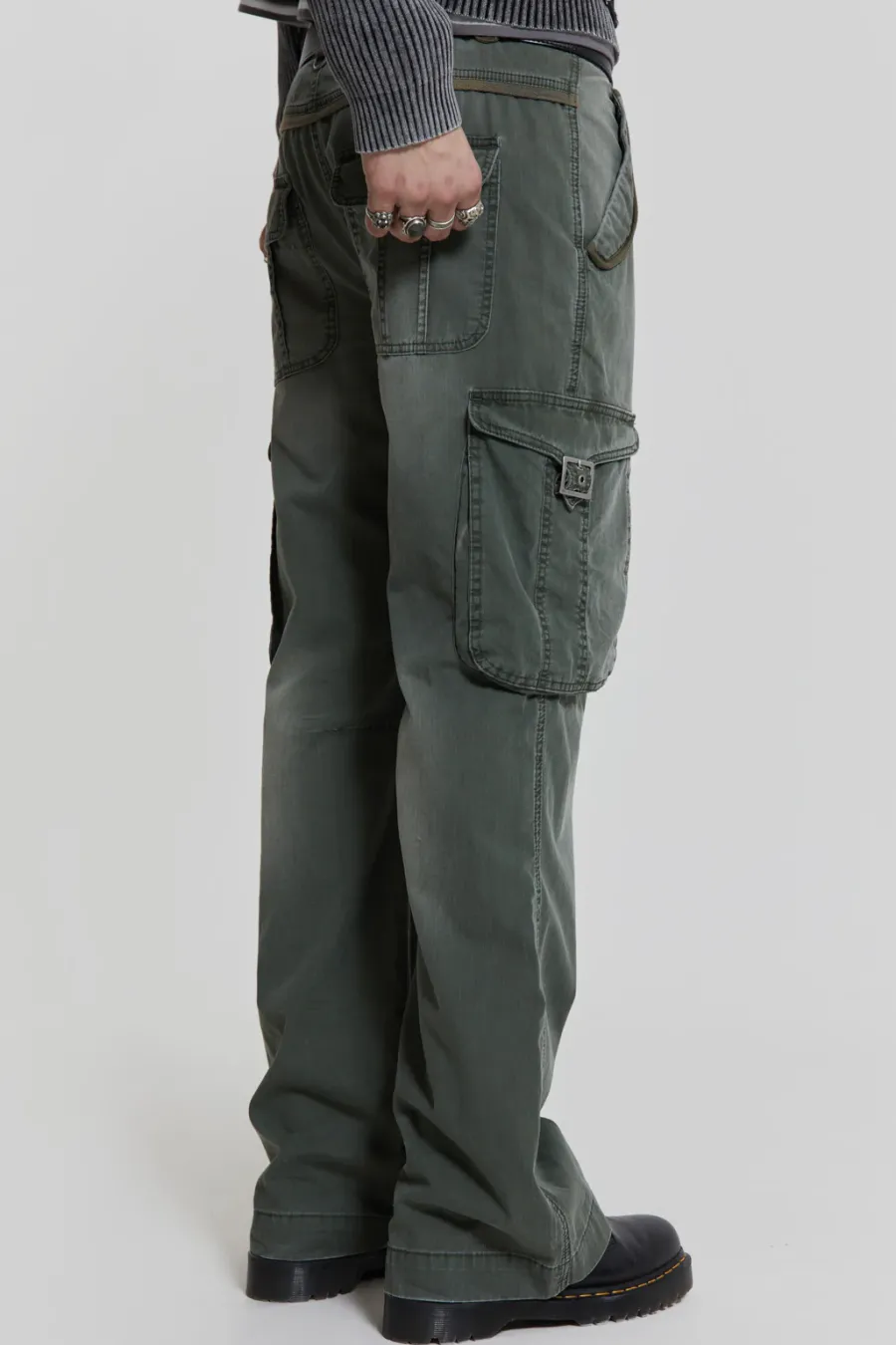 Jaded London Cargo Pants*Khaki Straight Leg Cargo Trousers