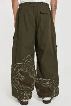 Jaded London Parachute Pants*Khaki Topograph Parachute Pants