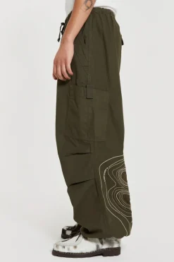 Jaded London Parachute Pants*Khaki Topograph Parachute Pants