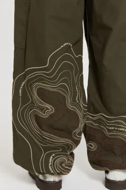 Jaded London Parachute Pants*Khaki Topograph Parachute Pants