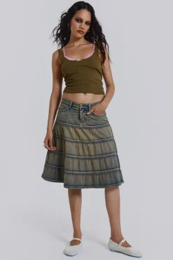 Jaded London Midi Skirts*Kutki Denim Midi Skirt