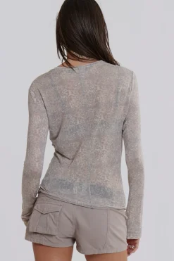 Jaded London T-Shirts*Leopard Mist Long Sleeve