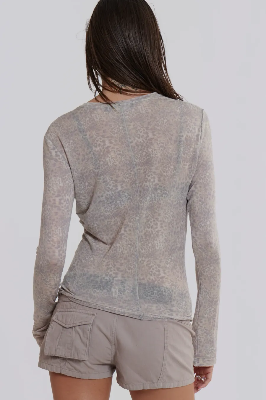 Jaded London T-Shirts*Leopard Mist Long Sleeve