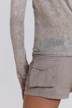 Jaded London T-Shirts*Leopard Mist Long Sleeve