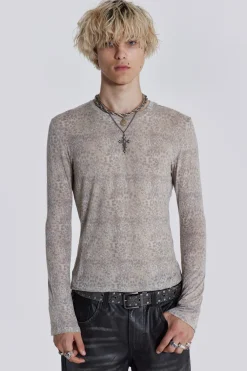 Jaded London T-Shirts*Leopard Mist Long Sleeve