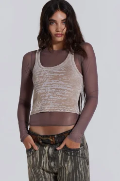 Jaded London Long Sleeve Tops*Lia Top In Taupe