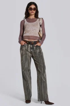 Jaded London Long Sleeve Tops*Lia Top In Taupe