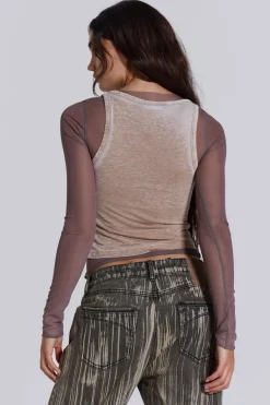 Jaded London Long Sleeve Tops*Lia Top In Taupe