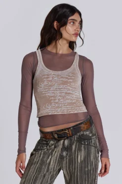 Jaded London Long Sleeve Tops*Lia Top In Taupe