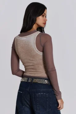 Jaded London Long Sleeve Tops*Lia Top In Taupe