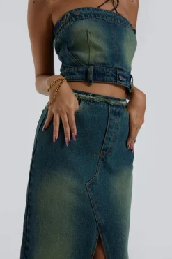 Jaded London *Liberty 2 In 1 Detachable Denim Blue Midi Dress