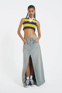 Jaded London Maxi Skirts*Light Wash Denim Colossus Maxi Skirt