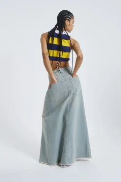 Jaded London Maxi Skirts*Light Wash Denim Colossus Maxi Skirt