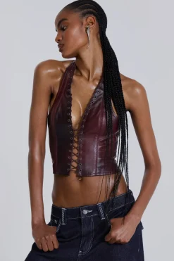 Jaded London *Lynx Faux Leather Corset Top