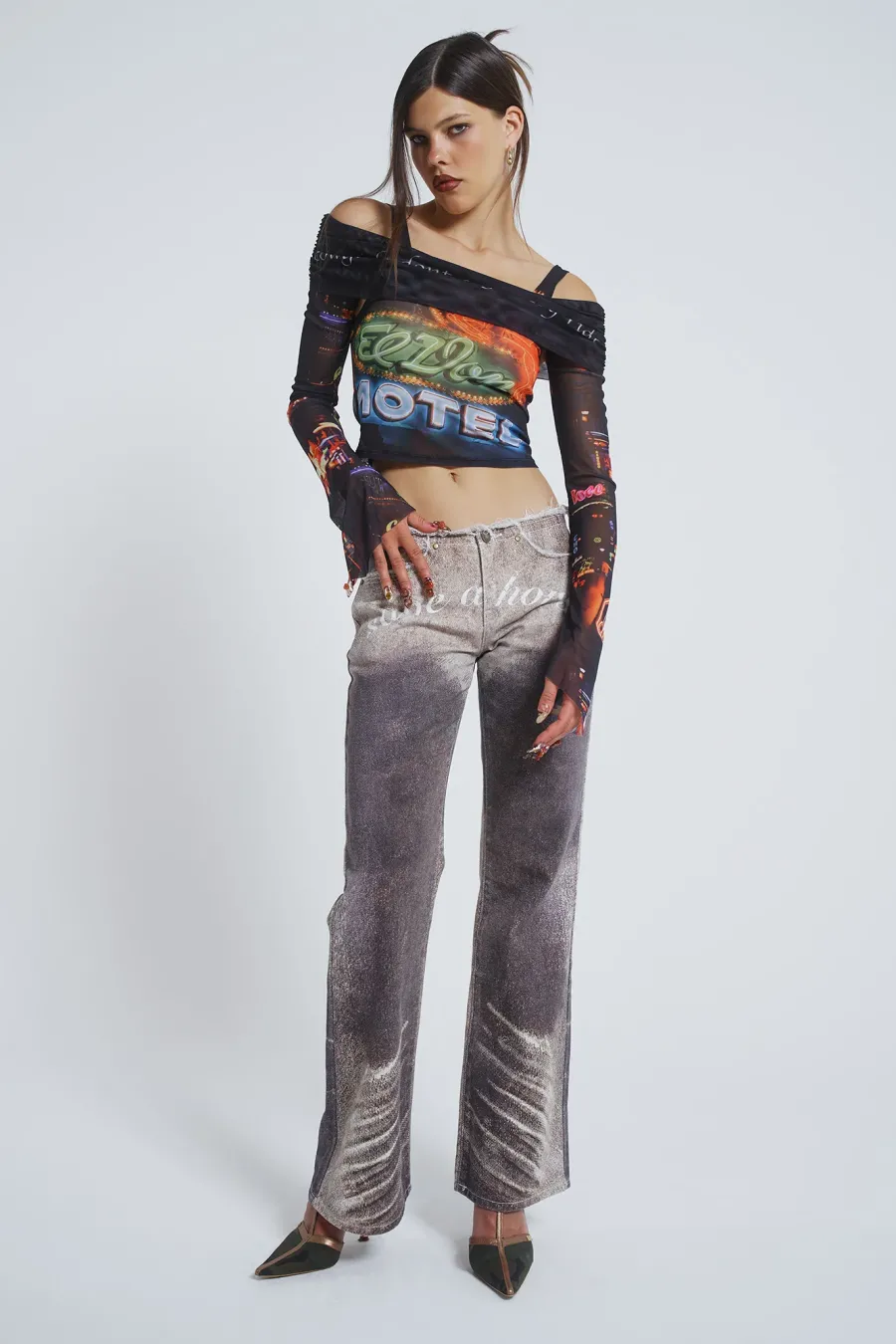 Jaded London Long Sleeve Tops*Meet At The Motel Mesh Detachable Top