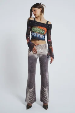 Jaded London Long Sleeve Tops*Meet At The Motel Mesh Detachable Top