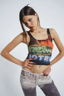 Jaded London Long Sleeve Tops*Meet At The Motel Mesh Detachable Top
