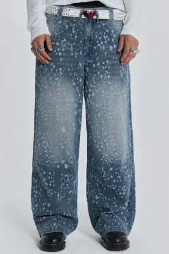 Jaded London Jeans*Mid Blue Shredded Colossus Jeans