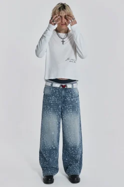 Jaded London Colossus Jeans*Mid Blue Shredded Colossus Jeans