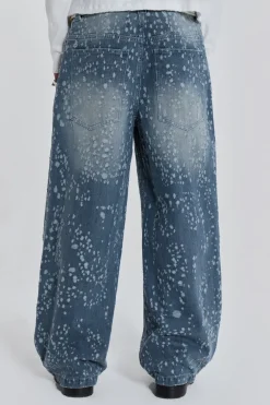 Jaded London Colossus Jeans*Mid Blue Shredded Colossus Jeans