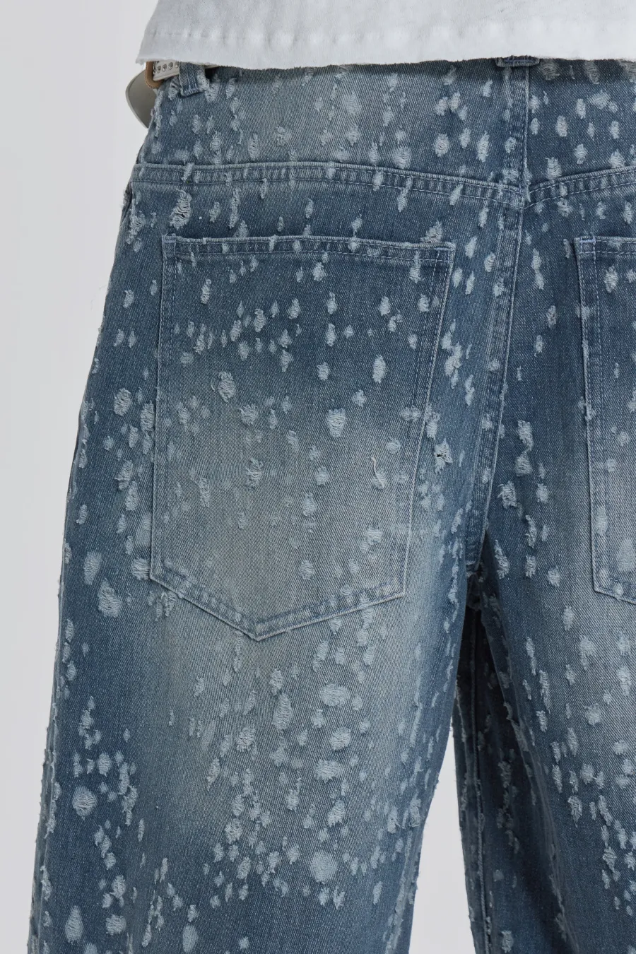Jaded London Colossus Jeans*Mid Blue Shredded Colossus Jeans