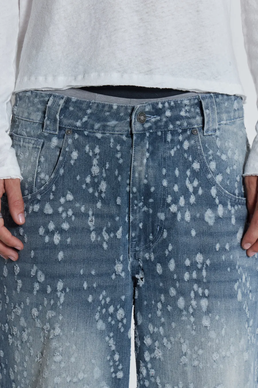 Jaded London Colossus Jeans*Mid Blue Shredded Colossus Jeans