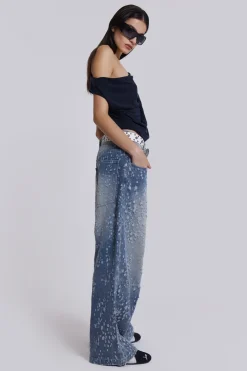 Jaded London Jeans*Mid Blue Shredded Colossus Jeans