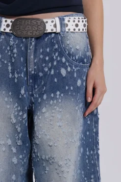 Jaded London Jeans*Mid Blue Shredded Colossus Jeans