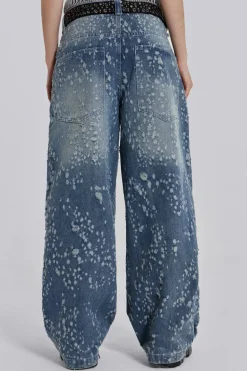 Jaded London Jeans*Mid Blue Shredded Colossus Jeans